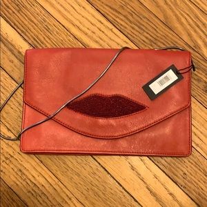 Genuine Leather Red Lip Clutch